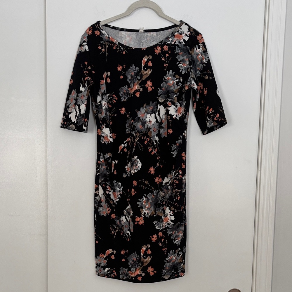 Floral Black Maternity Dress
